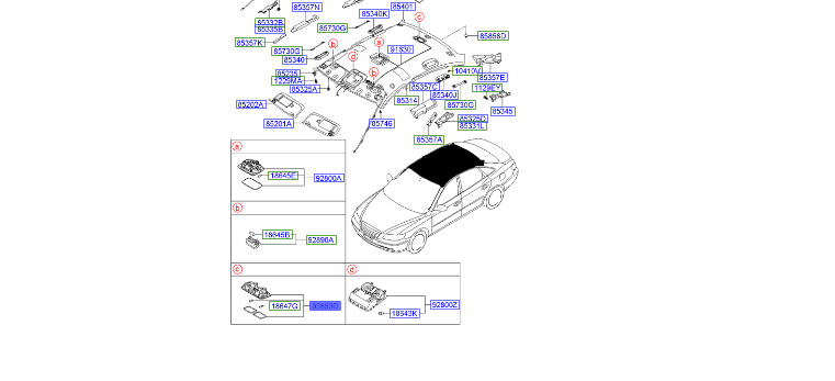 چراغ سقف عقب هیوندا آزرا (928503l011)