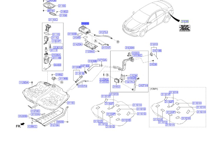 کنیستر بنزین سوناتا  Hyundai/KIA Genuine Parts – MOBIS    314103S100 