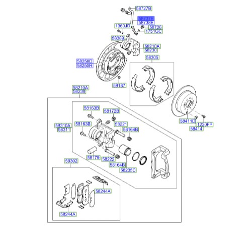 شلنگ ترمز چرخ عقب چپ سانتافه - سورنتو  Hyundai/KIA Genuine Parts – MOBIS    587372B010