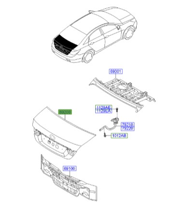 در صندوق سوناتا Hyundai/KIA Genuine Parts – MOBIS   692003S010 