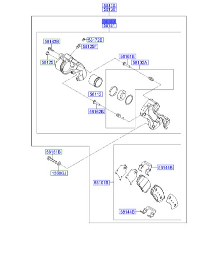 کالیپر ترمز جلو چپ هیوندای سوناتا  581803KA10