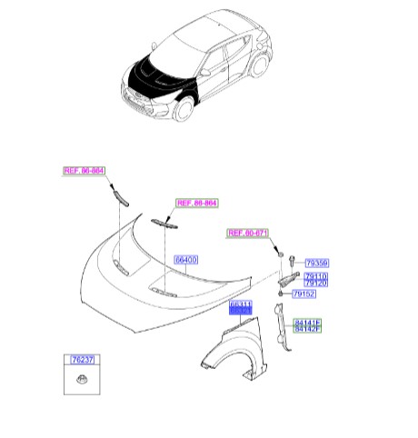 گلگیر جلو راست هیوندای ولوستر  Hyundai/KIA Genuine Parts – MOBIS    663212V010