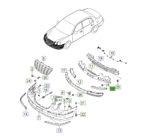 چراغ راهنمای روی گلگیر چپ اپیروس | Hyundai/KIA Genuine Parts | اپیروس GH مدل 2008 تا 2010