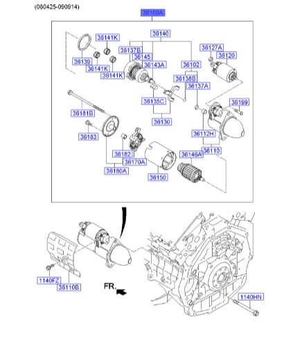 استارت کامل جنسیس  Hyundai/KIA Genuine Parts – MOBIS   361003C200 