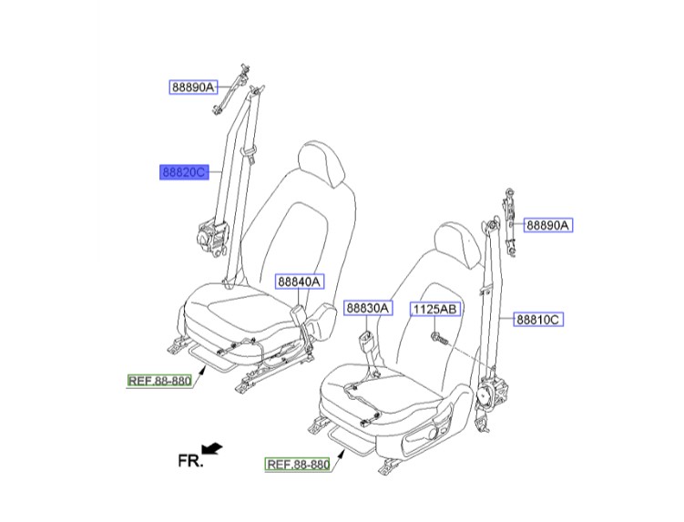 کمربند جلو راست اپتیما مدل 2009 | Hyundai/KIA Genuine Parts – MOBIS 888202T300UP| اپتیما MG مدل 2009 و 2010