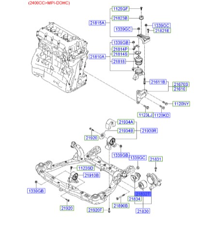 بوش دسته موتور چپ سوناتا  Hyundai/KIA Genuine Parts – MOBIS      218323K000 