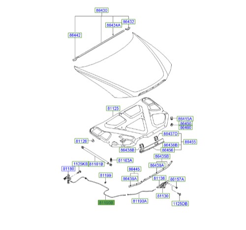 سیم کاپوت هیوندای سوناتا  Hyundai/KIA Genuine Parts – MOBIS     811903K000