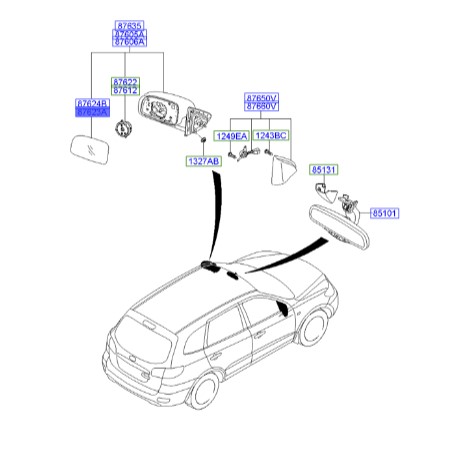 شیشه آینه چپ سانتافه  Hyundai/KIA Genuine Parts – MOBIS  876112B120