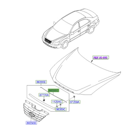 نوار زیر زه بالای جلو پنجره سوناتا  Hyundai/KIA Genuine Parts – MOBIS  863573K000