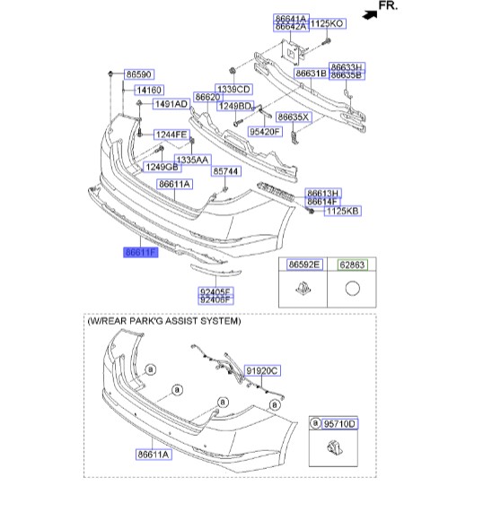 قاب زیر سپر عقب اپتیما 2012 | Hyundai/KIA Genuine Parts – MOBIS | اپتیما TF مدل 2011 تا 2015