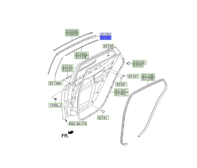 زه بالای درب عقب راست اپتیما 831602T000| Hyundai/KIA Genuine Parts – MOBIS | اپتیما TF مدل 2011 تا 2015