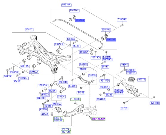 لاستیک چاکدار موجگیر عقب  Hyundai/KIA Genuine Parts – MOBIS    IX35  555133N300 