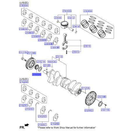 چرخ دنده میل لنگ آزرا    Hyundai/KIA Genuine Parts – MOBIS  231223C100