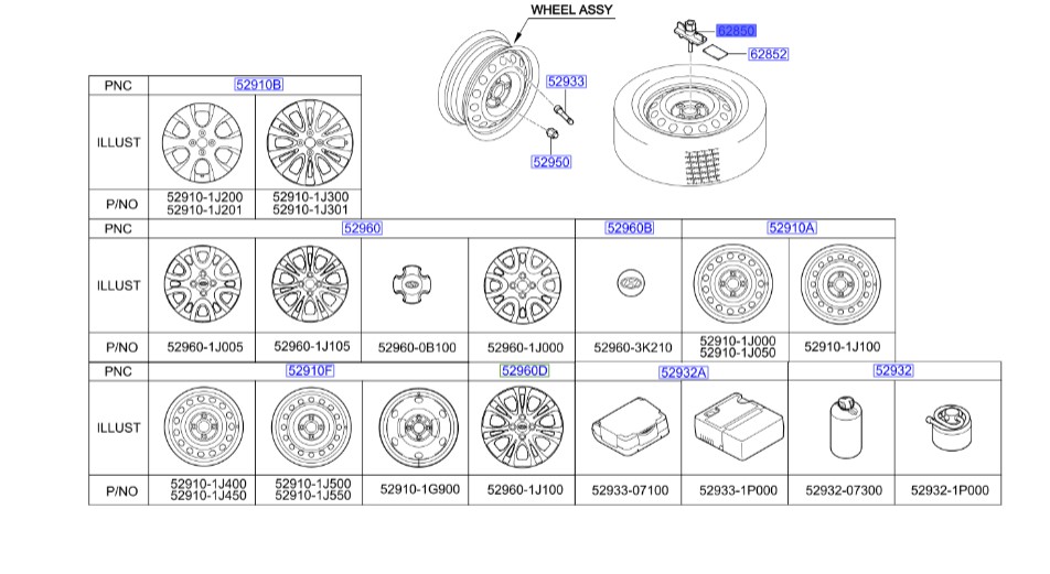 زاپاس بند هیوندای Hyundai/KIA Genuine Parts – MOBIS  I20   628501J000