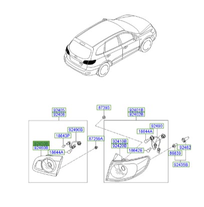 چراغ خطر عقب نیمه روی صندوق چپ هیوندای سانتافه  Hyundai/KIA Genuine Parts – MOBIS   924502B500