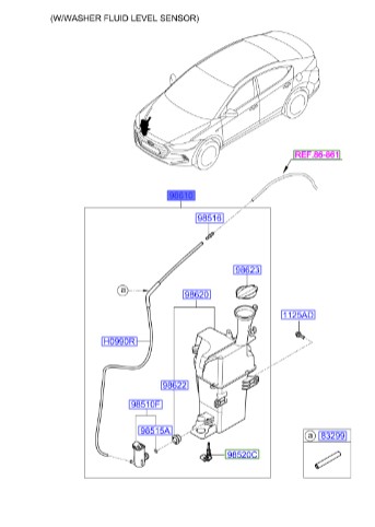 مخزن شیشه شور هیوندای النترا  Hyundai/KIA Genuine Parts – MOBIS   98610F2100