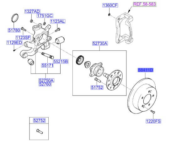 دیسک چرخ عقب سوناتا  Hyundai/KIA Genuine Parts – MOBIS   584113K150 