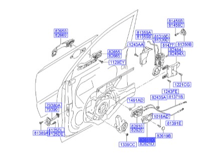 دستگیره داخلی جلو چپ توسان  Hyundai/KIA Genuine Parts – MOBIS    826122E010WK