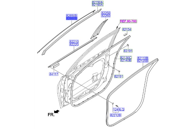 زه در جلو راست گرنجور هیوندای آزرا   Hyundai/KIA Genuine Parts – MOBIS   828603V000