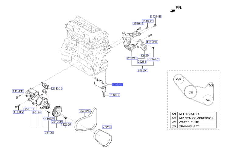 نگهدارنده پایینی ایر کاندیشن اوپتیما  Hyundai/KIA Genuine Parts – MOBIS  252532GGA0 