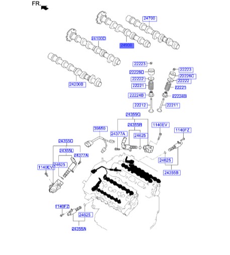 میل سوپاپ دود چپ سانتافه Hyundai/KIA Genuine Parts – MOBIS  249003C750 