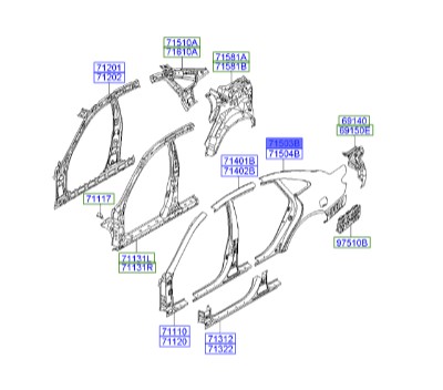 گلگیر عقب چپ آزرا  Hyundai/KIA Genuine Parts – MOBIS    715033LC12 