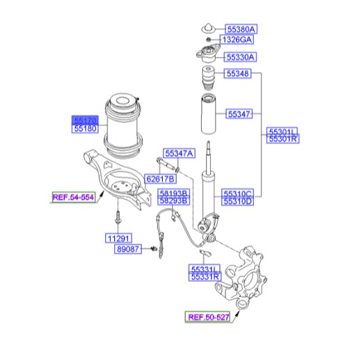 بالن کمک عقب چپ جنسیس  Hyundai/KIA Genuine Parts – MOBIS   553503M500