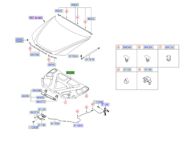 نمد کاپوت سوناتا   Hyundai/KIA Genuine Parts – MOBIS   811253K010 