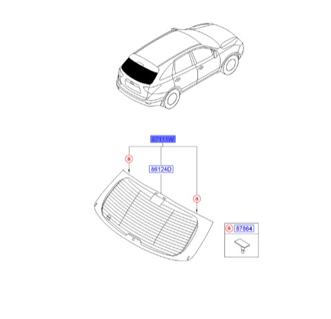 شیشه در پشت وراکروز اصلی هیوندای  871103J021