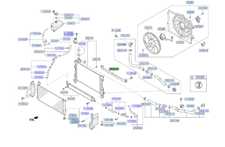 بادگیر رادیاتور هیوندای سوناتا  Hyundai/KIA Genuine Parts – MOBIS    29135E6000