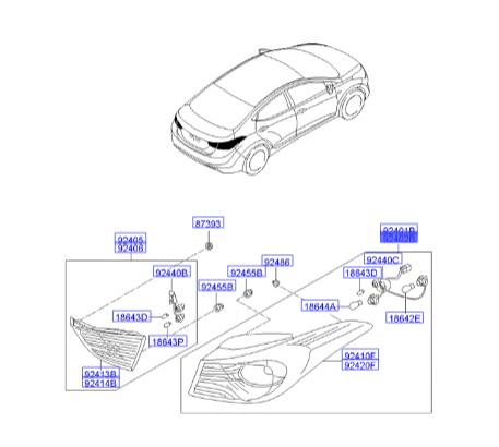 خطر روی گلگیر راست النترا  Hyundai/KIA Genuine Parts – MOBIS  924023X210  