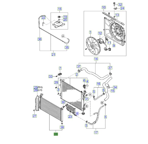 رادیاتور کولر | Hyundai/KIA Genuine Parts – MOBIS | اپتیما MG مدل 2009 و 2010