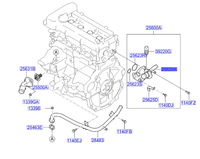 هوزینگ ترموستات هیوندای i30  Hyundai/KIA Genuine Parts – MOBIS     256202B003