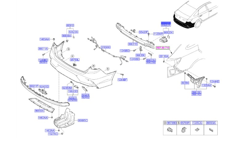 پایه دیاق سپر عقب چپ سوناتا  Hyundai/KIA Genuine Parts – MOBIS  86641E6700