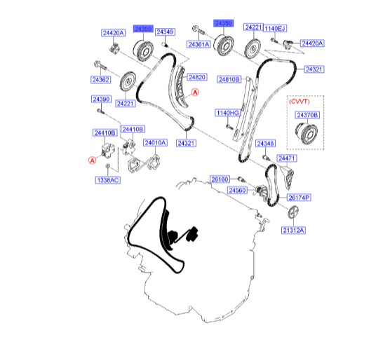 دنده CVVT آزرا هیوندای  243503C101