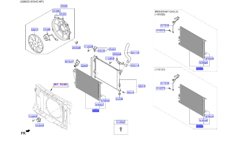 رادیاتور کولر  Hyundai/KIA Genuine Parts – MOBIS   I20   976061J000