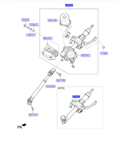 تلسکوپی فرمان هیوندای سانتافه  Hyundai/KIA Genuine Parts – MOBIS  563102W850