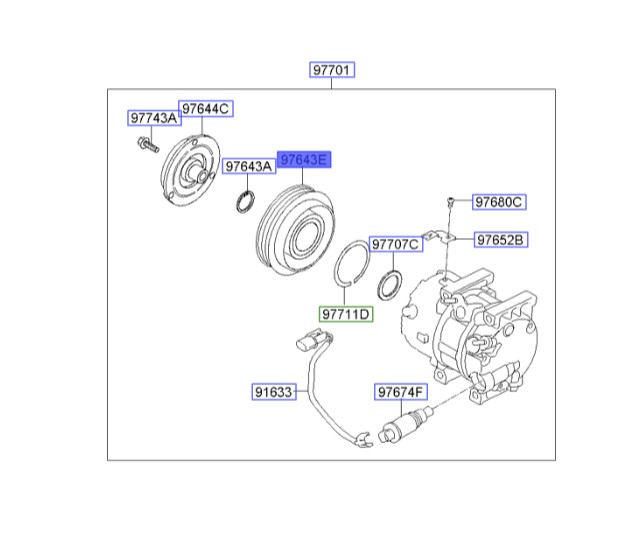 پولی کمپرسور کولر | Hyundai/KIA Genuine Parts – MOBIS | اپتیما TF مدل 2011 تا 2015