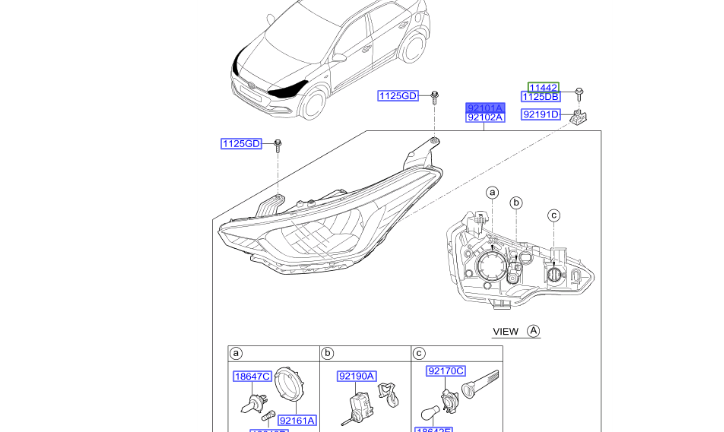 چراغ جلو چپ i20