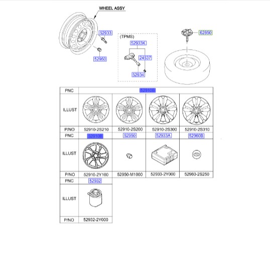 رینگ چرخ هیوندای  Hyundai/KIA Genuine Parts – MOBIS   IX35  529102S310