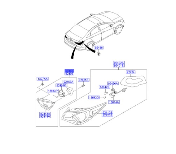 چراغ خطر عقب صندوق راست سوناتا هیوندای  924043S100
