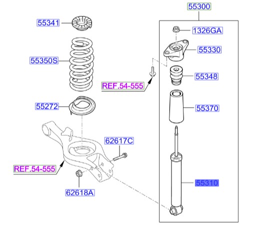 کمک فنر عقب جنسیس_کوپه  Hyundai/KIA Genuine Parts – MOBIS   553112M100 