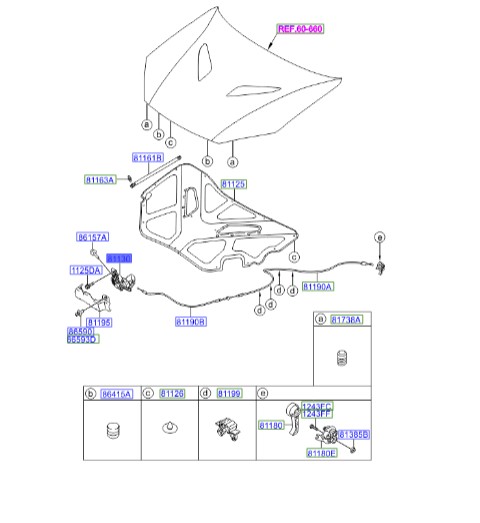 قفل کاپوت جنسیس_کوپه  Hyundai/KIA Genuine Parts – MOBIS   811302M510 