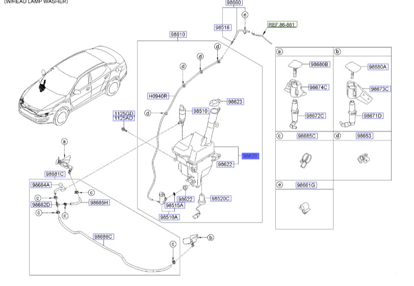 مخزن مایع شیشه شوی | Hyundai/KIA Genuine Parts – MOBIS | اپتیما TF مدل 2011 تا 2015