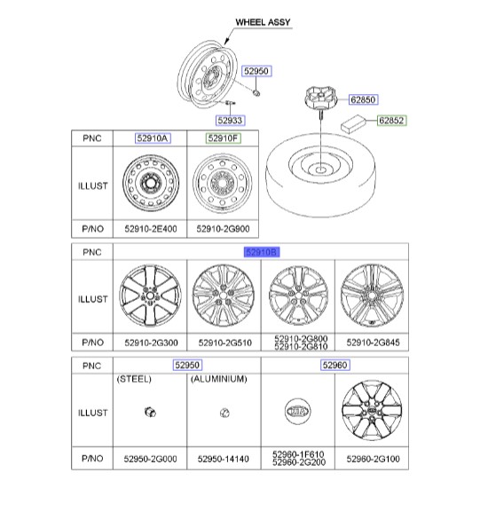 رینگ چرخ آلومینیومی | Hyundai/KIA Genuine Parts – MOBIS | اپتیما MG مدل 2009 و 2010