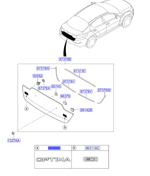 آرم نوشته عقب اپتیما مدل 2011 | Hyundai/KIA Genuine Parts – MOBIS | اپتیما TF مدل 2011 تا 2015