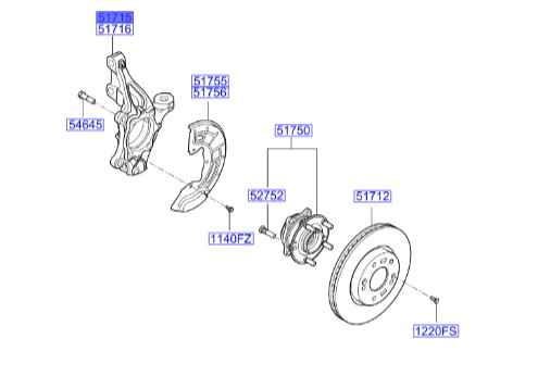 سگدست جلو چپ آزرا  Hyundai/KIA Genuine Parts – MOBIS   51710F6000