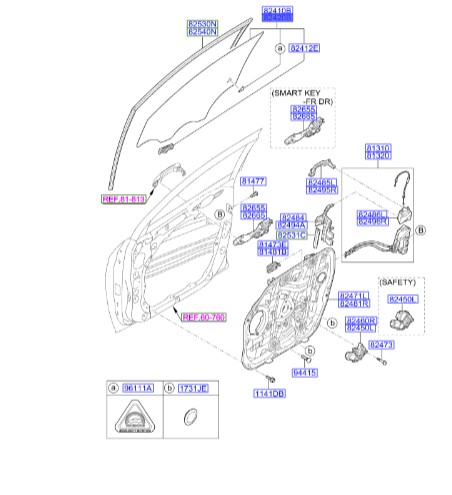 شیشه درب جلو راست توسان  Hyundai/KIA Genuine Parts – MOBIS    82420D3030 