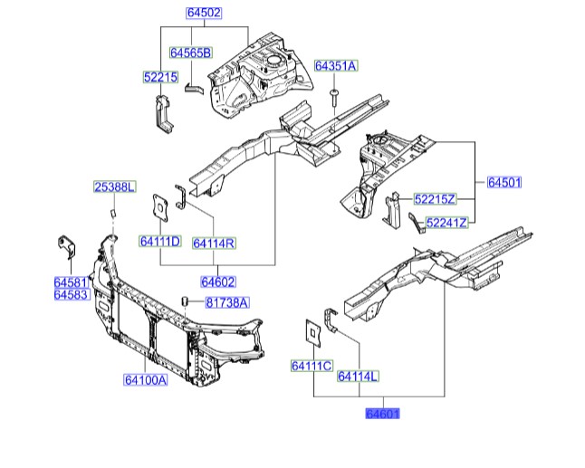 سر شاسی جلو چپ آزرا  Hyundai/KIA Genuine Parts – MOBIS   646013L101