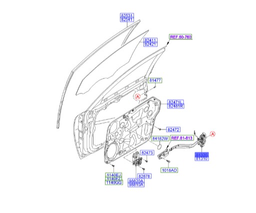 قفل و پمپ در جلو راست سوناتا  Hyundai/KIA Genuine Parts – MOBIS    813203K510 